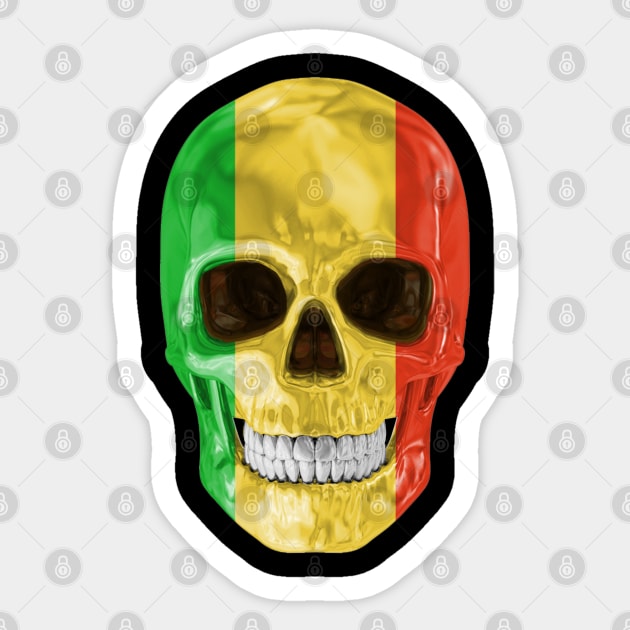 Mali Flag Skull - Gift for Malian With Roots From Mali Sticker by Country Flags